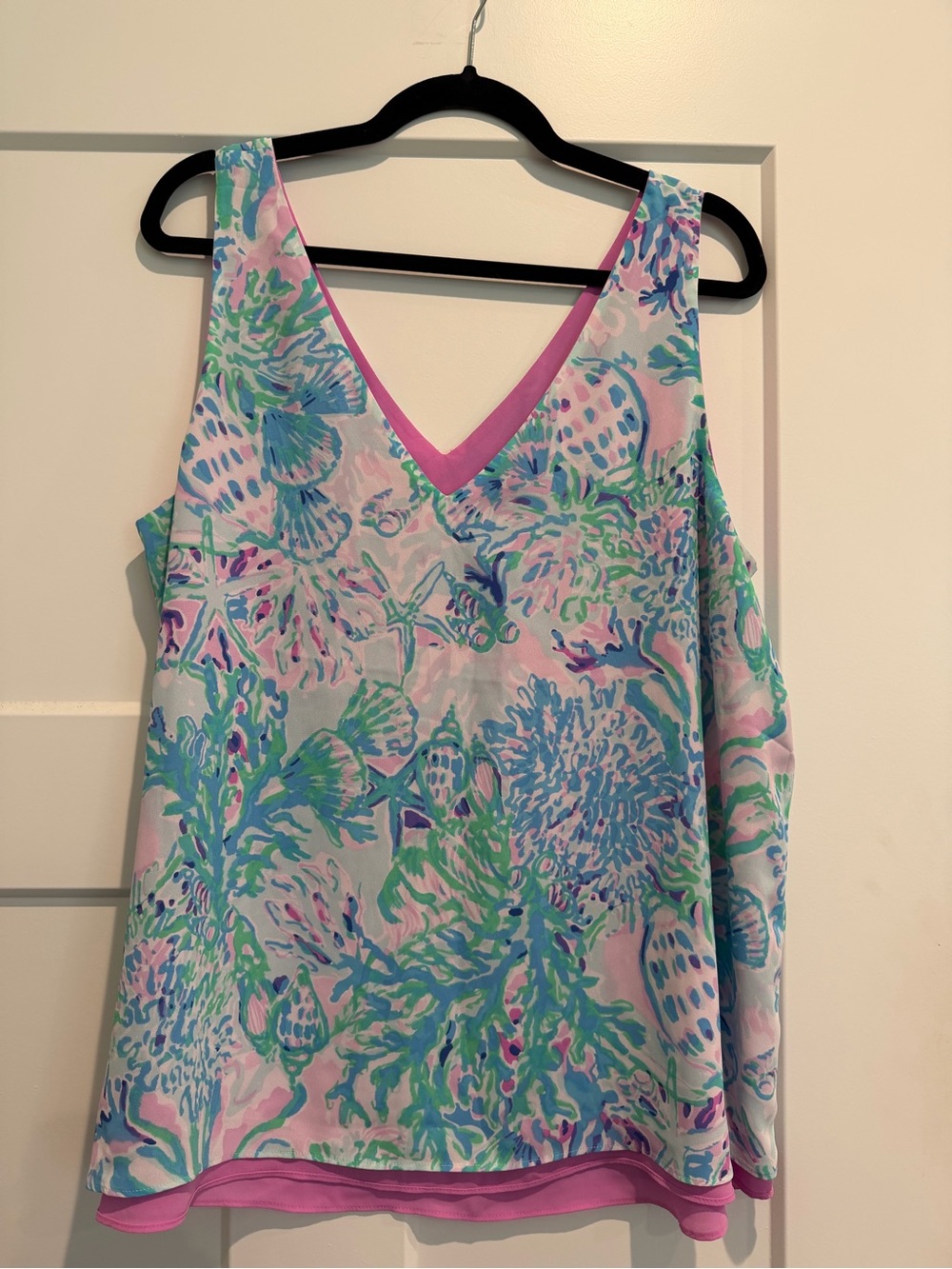 Lilly Pulitzer Pink, Blue & Green Floral V-Neck Tank
